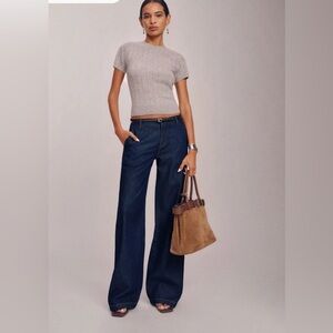 Reformation Elio Low Rise Denim Trouser